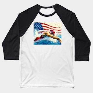 Swim Olympics Shirt, Paris Olympics, Olympic Games 2024, Olympic Sports, Paris Games, 2024 Olympic Shirt, USA Flag Shirt Baseball T-Shirt